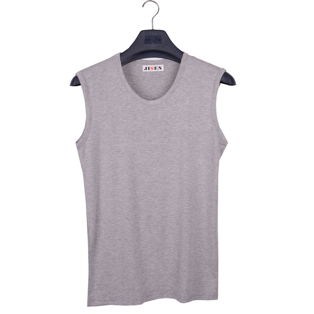 JISEN Mens Crew Neck Soft Basic Sleeveless Athletic Cotton Sports T-Shirts Grey 1 Packs   UPC 889583878707