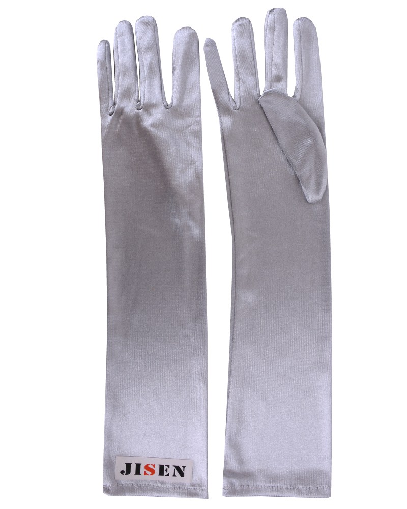 JISEN  Lady Formal Bridal Satin Banquet Party Wedding Gloves Gift Long 15