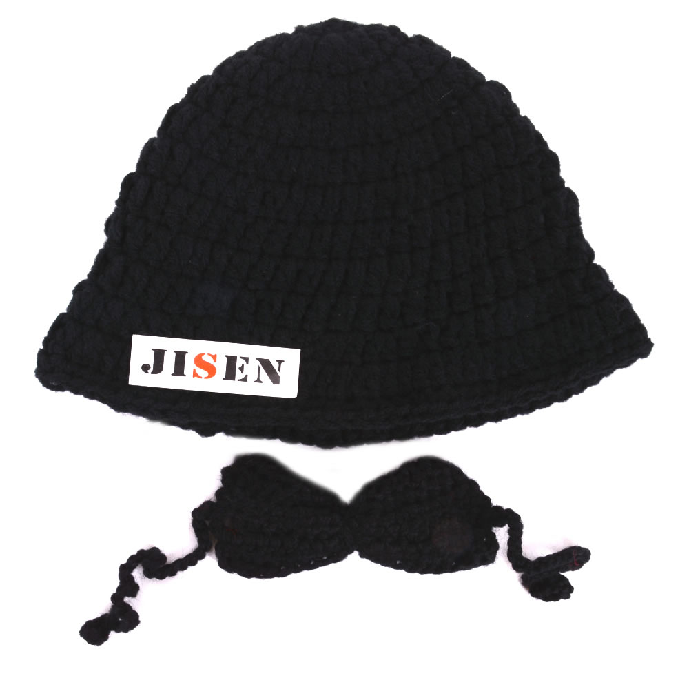 JISEN Hat Bowknot Handmade Crochet Knitted Unisex Baby Cap UPC 889583518801