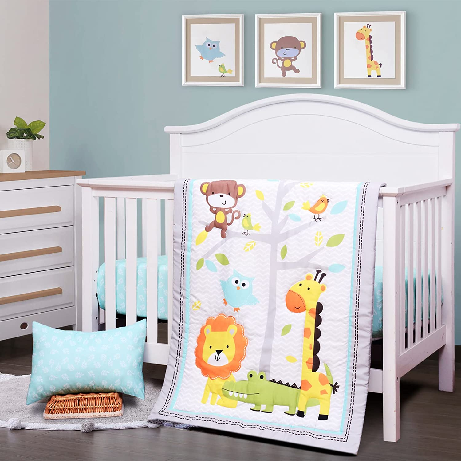 JISEN 3 Piece Crib Beddin...