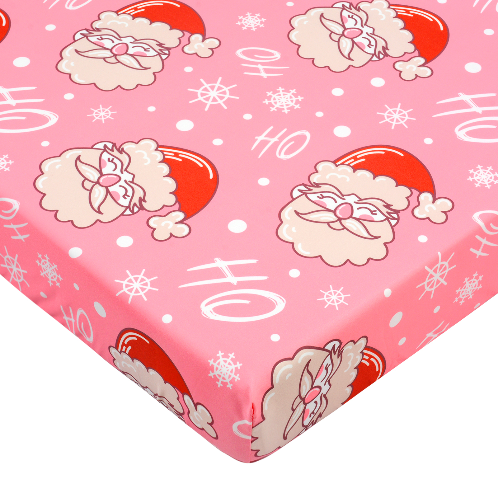 JISEN Christmas Crib Sheet Santa Claus Fitted Crib Sheet for Boys Girls Crib Mattress Cover Baby Sheet for Standard Crib and Toddler Mattress Soft Breathable Baby Bed Sheet for Neutral 52x28 Inch Pink